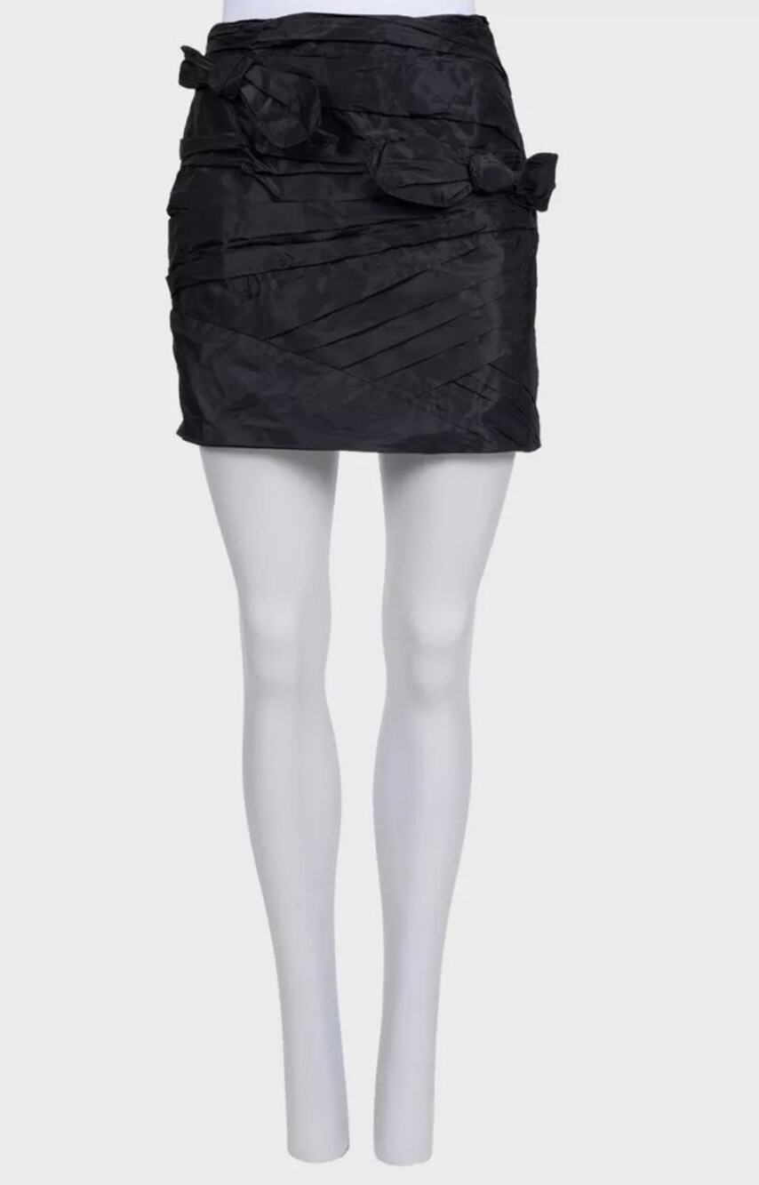 Valentino Black Silk Bow Mini Skirt - Elegant US 6